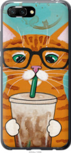 Чехол Зеленоглазый кот в очках для Huawei Honor 10
