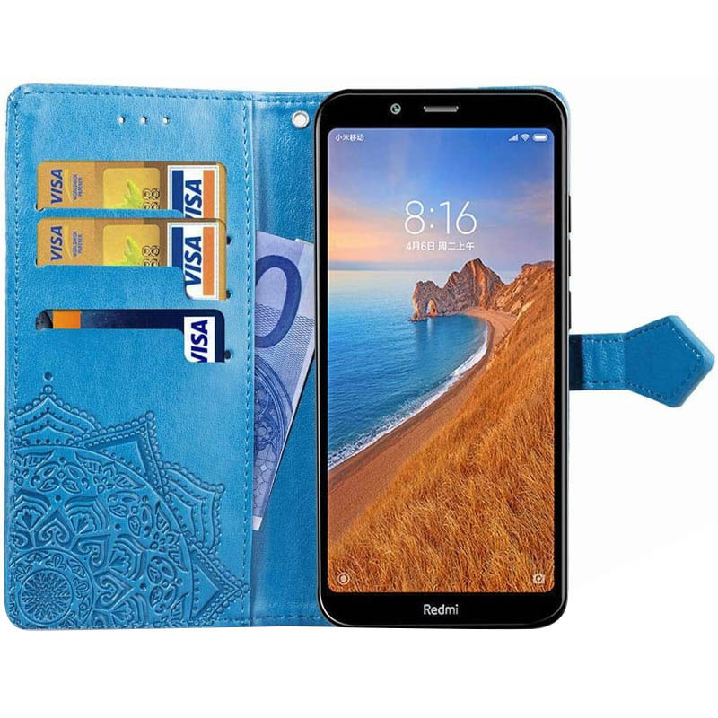 Купить Кожаный чехол (книжка) Art Case с визитницей для Xiaomi Redmi 7A (Синий) на vchehle.ua