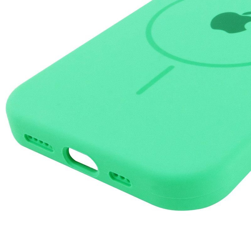 Купити Чохол Silicone Case Full Protective (AA) with Magnetic Safe на Apple iPhone 14 Plus (6.7") (Зелений / Spearmint) на vchehle.ua