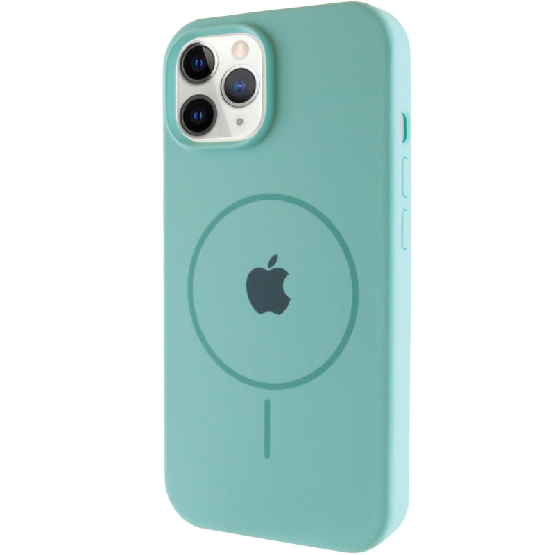 Чехол Silicone Case Full Protective (AA) with Magnetic Safe для Apple iPhone 11 Pro (5.8") (Бирюзовый / Marine Green)