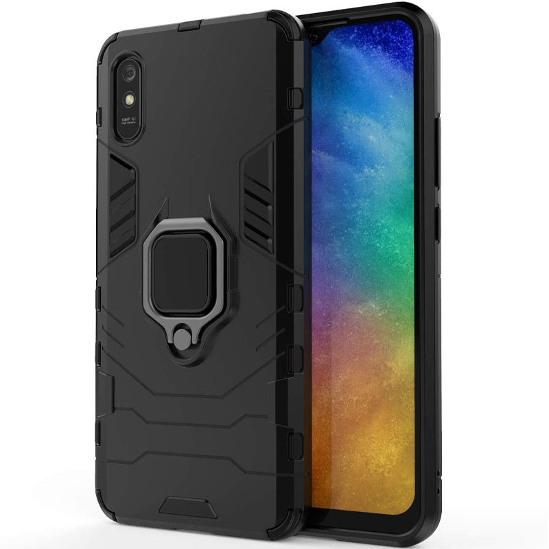 Фото Ударопрочный чехол Transformer Ring for Magnet для Xiaomi Redmi 9A (Черный / Soul Black) в магазине vchehle.ua