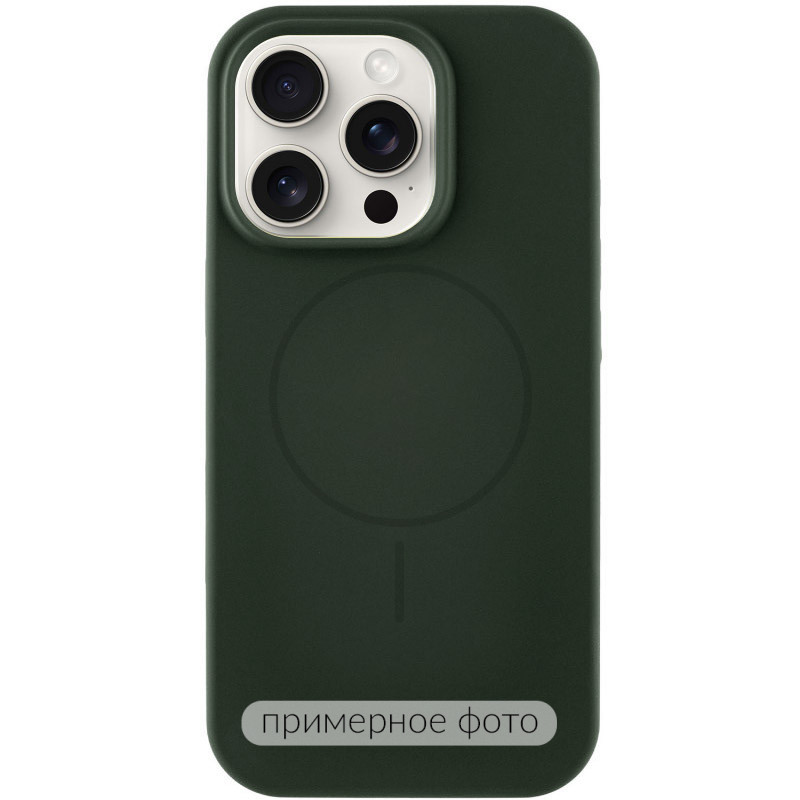 Чехол Silicone Case Full Protective (AA) NO LOGO with Magnetic Safe для Apple iPhone 16 (6.1") (Зеленый / Dark Olive)