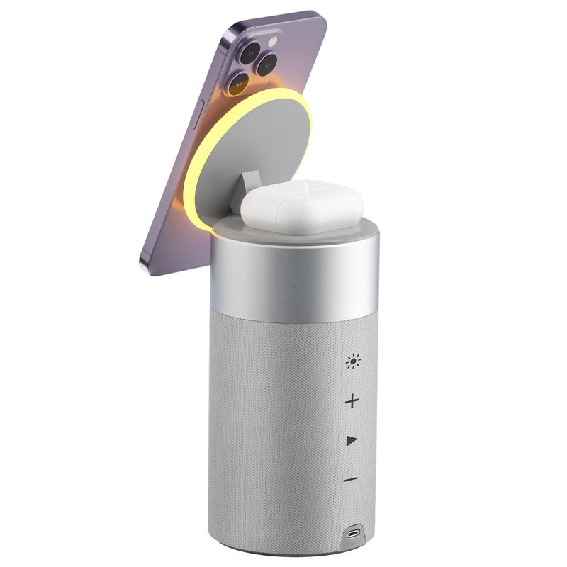 Фото БЗП WIWU Wi-W022 3 in 1 Wireless Charger+Bluetooth Speaker (White) в маназині vchehle.ua