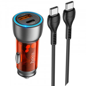 АЗП Hoco NZ8 Sprinter PD43W+QC3.0 (1USB-A/1C) + кабель Type-C to Type-C