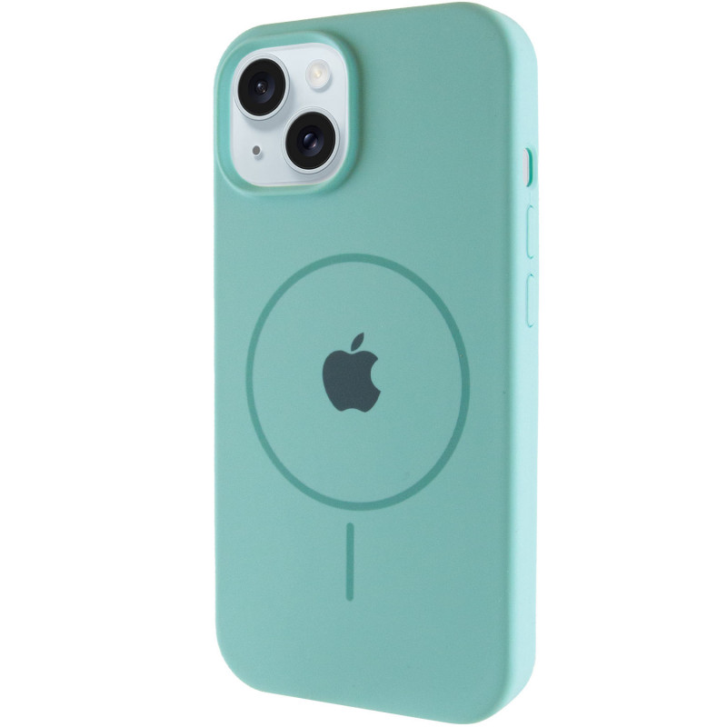 Чохол Silicone Case Full Protective (AA) with Magnetic Safe на Apple iPhone 15 (6.1") (Бірюзовий / Marine Green)