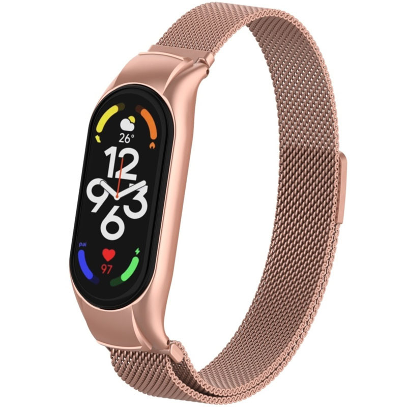 Ремешок Milanese Loop Design для Xiaomi Mi Band 7 (Rose Pink)