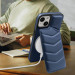 Фото Кожаная накладка Puffer with Magnetic Safe для Apple iPhone 14 (6.1") (Blue) на vchehle.ua