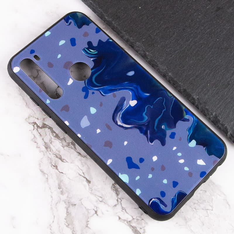Фото TPU+Glass чехол Diversity для Xiaomi Redmi Note 8 / Note 8 2021 (Stains blue) в магазине vchehle.ua