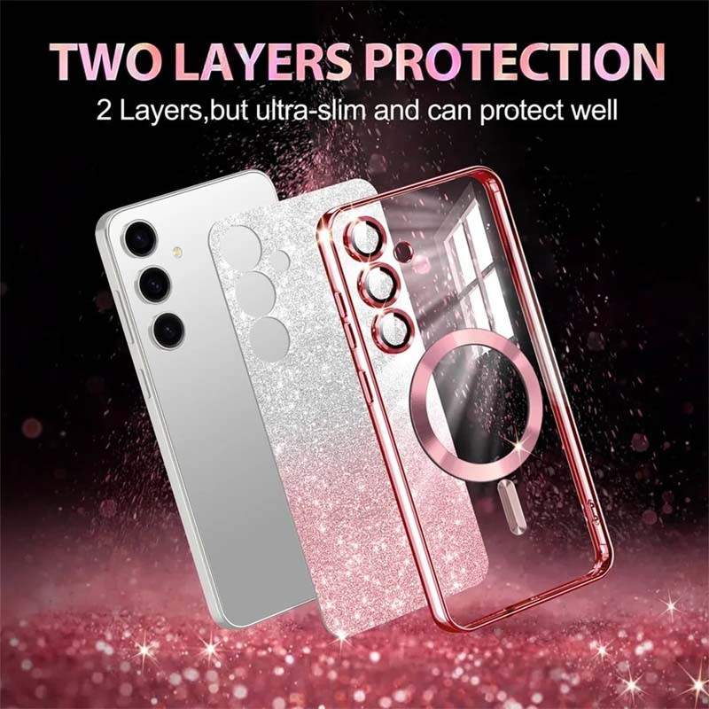 Фото TPU чехол Delight case with Magnetic Safe с защитными линзами на камеру для Samsung Galaxy S24+ (Розовый / Rose Gold) на vchehle.ua