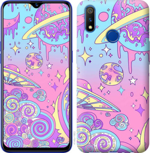 Чехол Розовая галактика для Realme 3 Pro