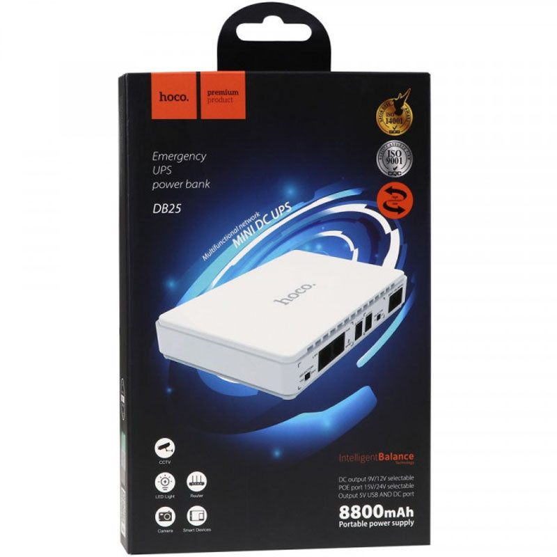 Заказать Источник бесперебойного питания Hoco DB25 Smart Mini UPS для роутеров 5V/9V/12V 8800 mAh (White) на vchehle.ua