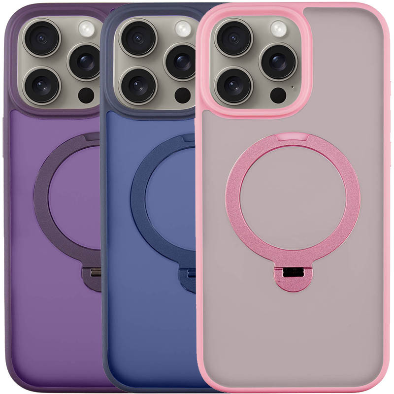 TPU+PC чехол Metal Buttons with Magnetic Safe Colorful HQ Ring для Apple iPhone 14 Pro (6.1")