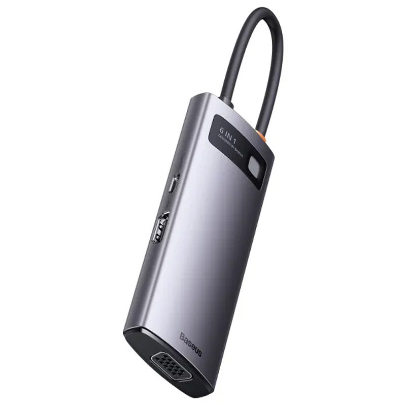 Фото Переходник HUB Baseus Metal Gleam Series 6-in-1 Multifunctional Type-C (CAHUB-CW) (Gray) на vchehle.ua