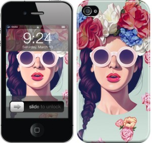 Чехол Девушка с цветами для iPhone 4
