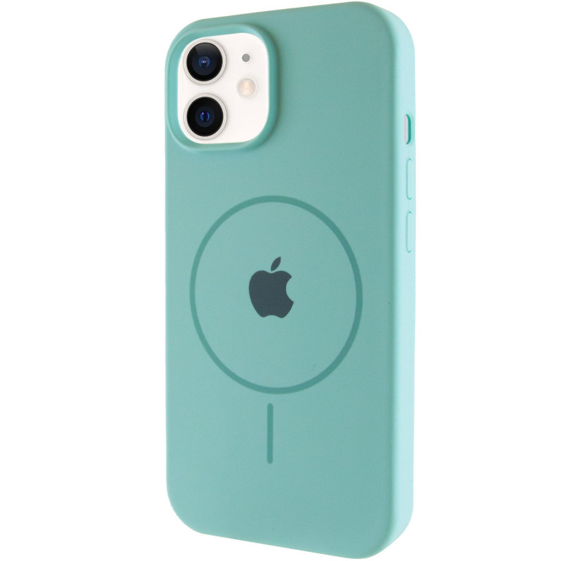 Чехол Silicone Case Full Protective (AA) with Magnetic Safe для Apple iPhone 11 (6.1") (Бирюзовый / Marine Green)