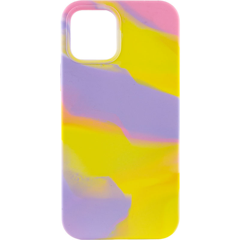 Чехол Silicone case full Aquarelle для Apple iPhone 13 Pro (6.1") (Сиренево-желтый)