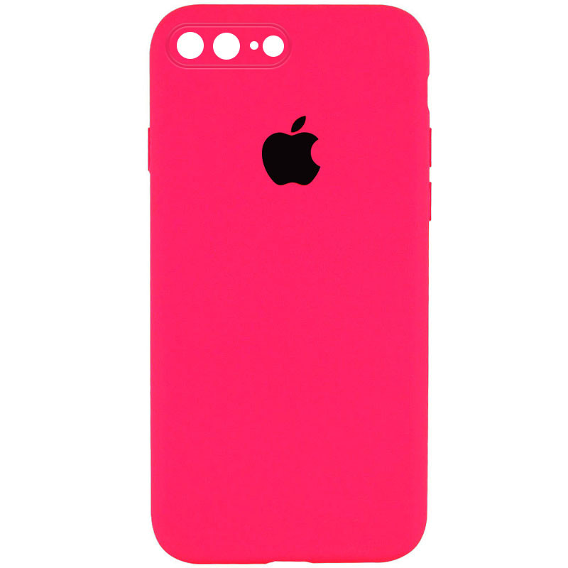 Чехол Silicone Case Square Full Camera Protective (AA) для Apple iPhone 7 plus / 8 plus (5.5") (Розовый / Barbie pink)