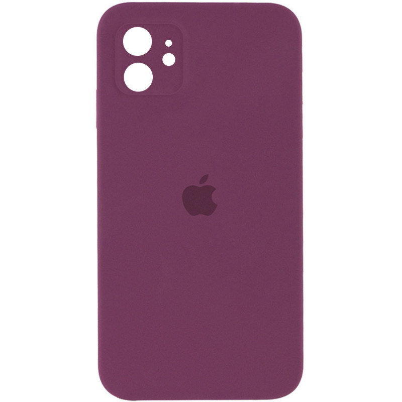 Чехол Silicone Case Square Full Camera Protective (AA) для Apple iPhone 11 (6.1") (Бордовый / Maroon)