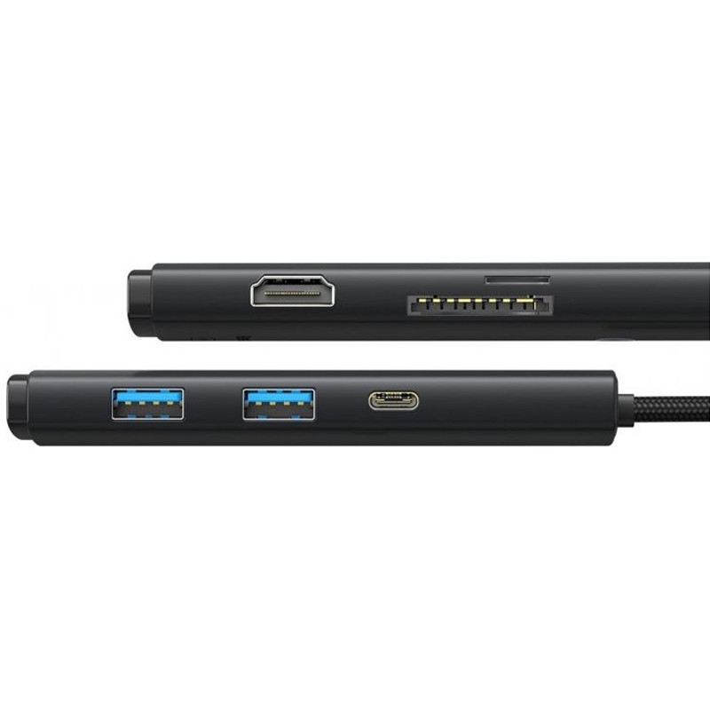 Купить Переходник HUB Baseus Lite Series 6in1 (Type-C to HDMI + 2xUSB 3.0 + PD+SD/TF) (WKQX05) (Black) на vchehle.ua