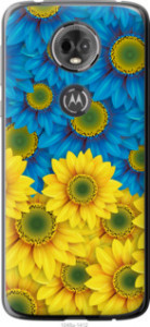 Чехол Жёлто-голубые цветы для Motorola Moto E5 Plus