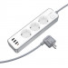 Удлинитель Borofone BAC9 Power PD20W (3USB-A/1C/3xSocket) (2m) (White) в магазине vchehle.ua