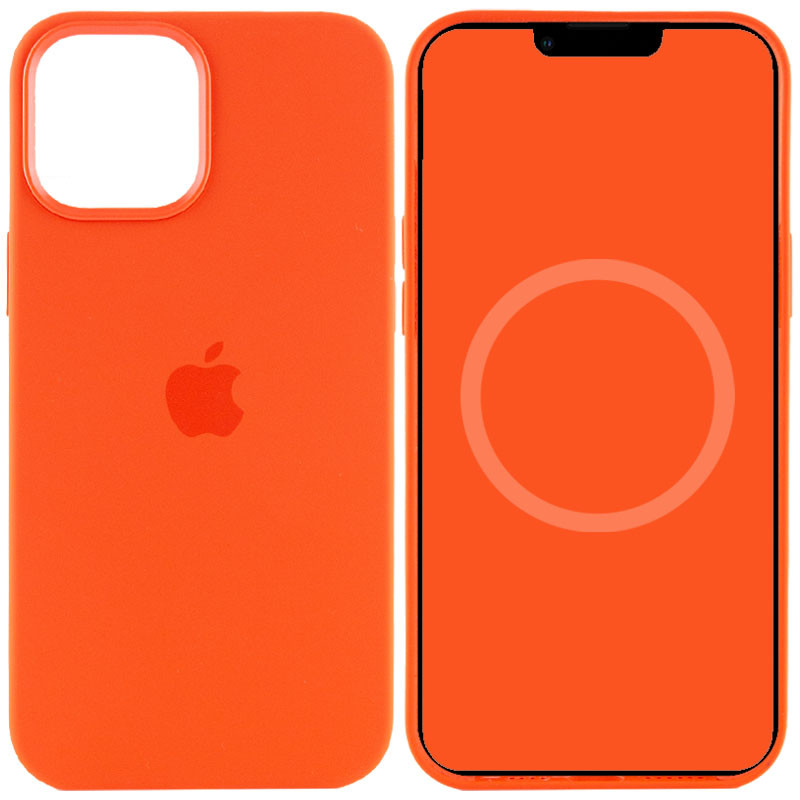 Уценка Чехол Silicone case (AAA) full with Magsafe and Animation для Apple iPhone 12 Pro Max (6.7") (Дефект упаковки / Помаранчевий / Electric Orange)