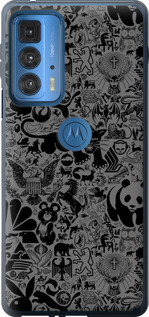 Чехол Чёрно-серый стикер бомбинг для Motorola Edge 20 Pro