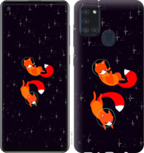 Чехол Лисички в космосе для Samsung Galaxy A21s A217F