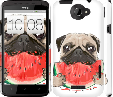 

Чехол Мопс и арбуз для HTC One X+ 843527