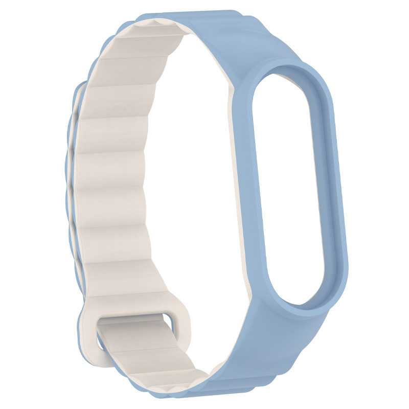 Фото Ремінець Dual-color Magnetic для Xiaomi Mi Band 7/6/5/4/3 (Lilac Blue / White) в маназині vchehle.ua