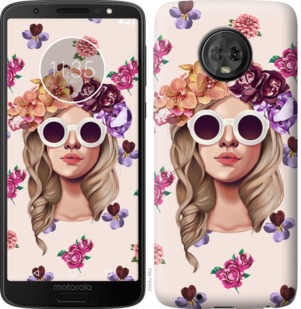 

Чехол Девушка с цветами v2 для Motorola Moto G6 763889