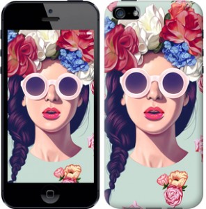Чохол Дівчина з квітами для iPhone SE