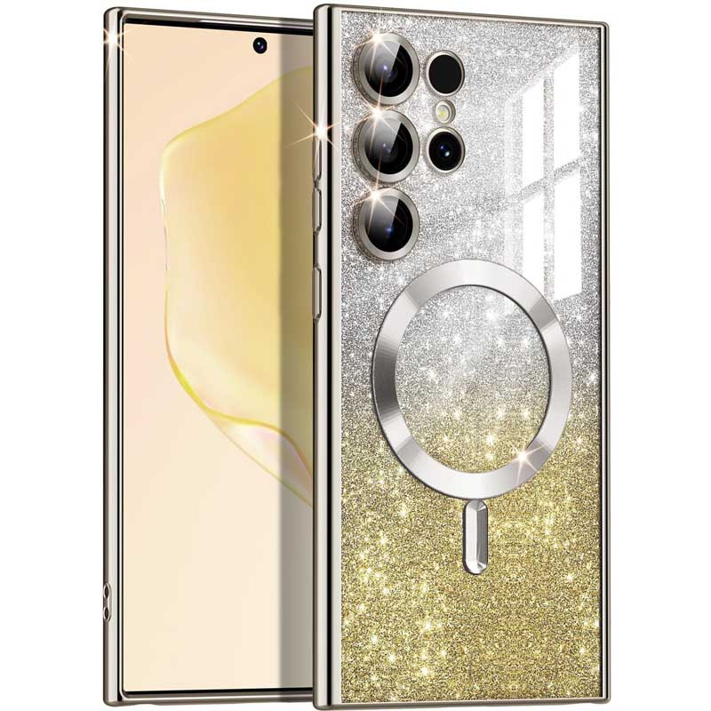 TPU чохол Delight case with Magnetic Safe з захисними лінзами на камеру на Samsung Galaxy S25 Ultra (Золотий / Gold)