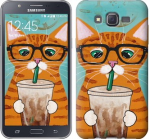 Чехол Зеленоглазый кот в очках для Samsung Galaxy J7 J700H