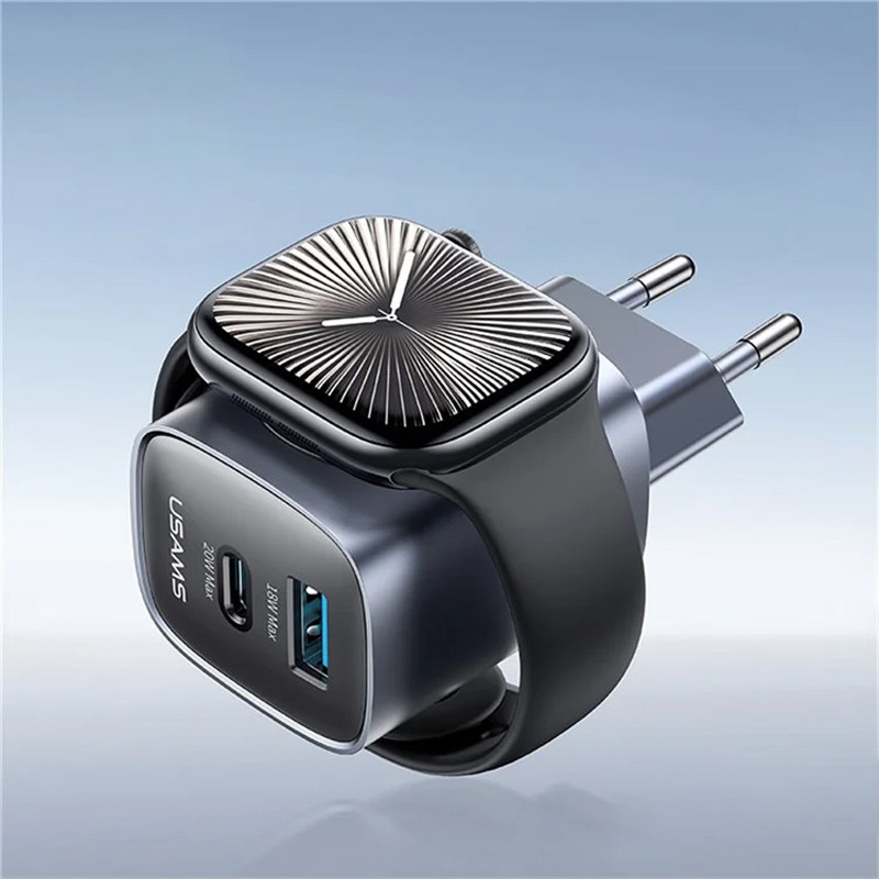 Фото СЗУ Usams US-CC293 T67 Multifunctional iWatch Charger 20W (1USB-A/1C) (Tarnish) на vchehle.ua