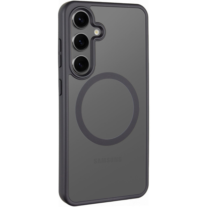 TPU+PC чехол Metal Buttons with Magnetic Safe Colorful для Samsung Galaxy S25 (Черный / Black)