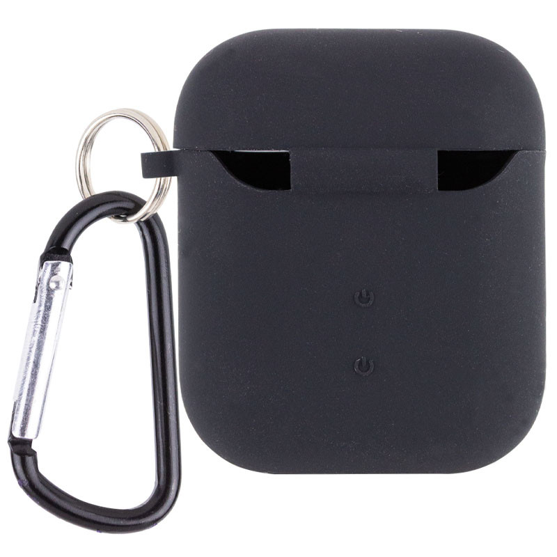 Фото Силіконовий футляр з мікрофіброю для навушників Airpods 1/2 (Чорний / Black) на vchehle.ua