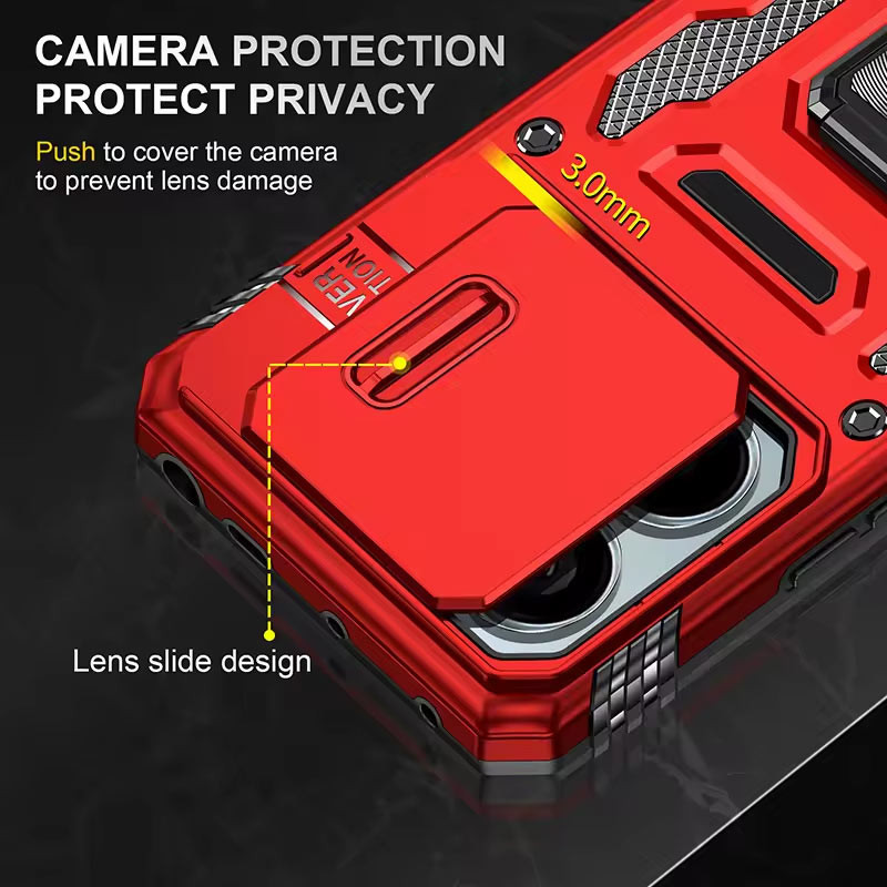 Ударопрочный чехол Camshield Army Ring для Xiaomi Poco X6 / Note 13 Pro 5G (Красный / Red) в магазине vchehle.ua