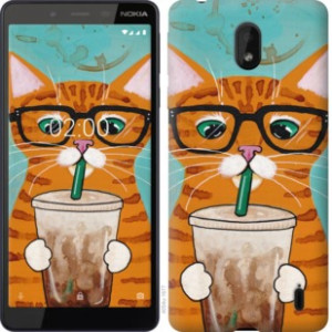 Чехол Зеленоглазый кот в очках для Nokia 1 Plus