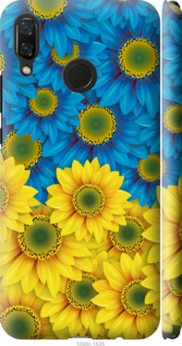 Чехол Жёлто-голубые цветы для Huawei Nova 3