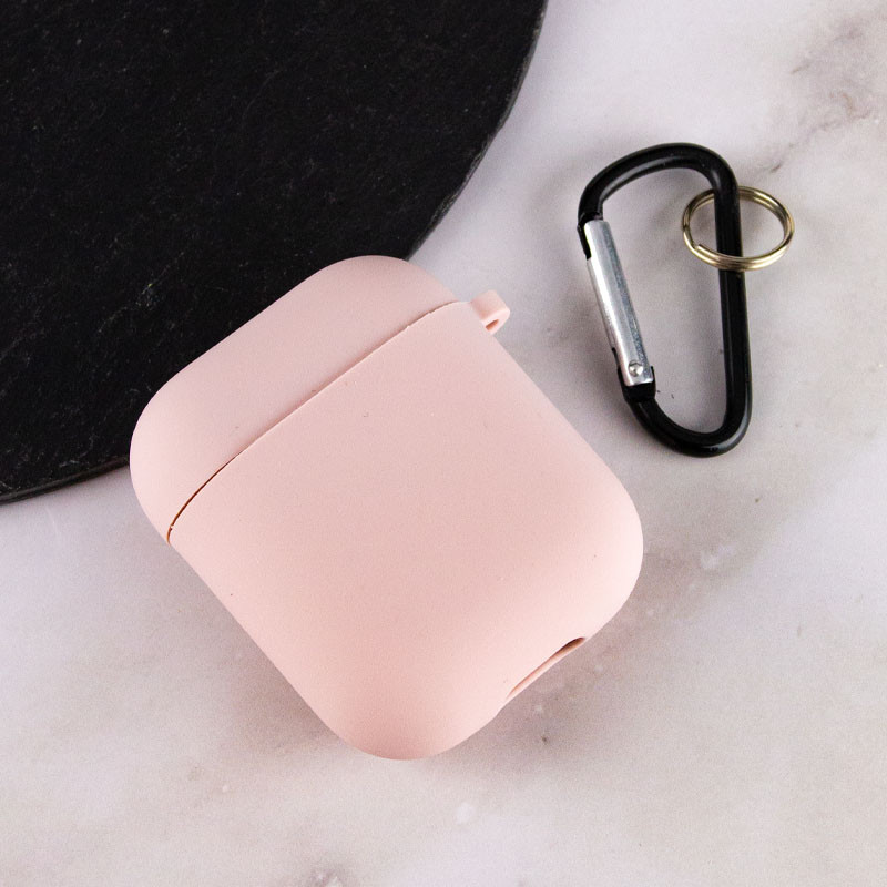 Фото Силиконовый футляр с микрофиброй для наушников Airpods 1/2 (Розовый / Pink Sand) в магазине vchehle.ua