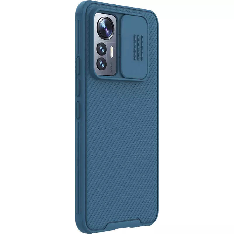 Купить Карбоновая накладка Nillkin Camshield (шторка на камеру) для Xiaomi 12 Lite (Синий / Blue) на vchehle.ua