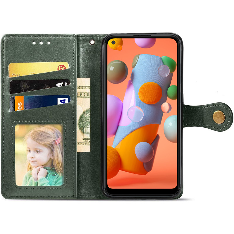 Фото Кожаный чехол-книжка GETMAN Gallant (PU) для Samsung Galaxy A11 (Зеленый) на vchehle.ua