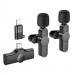 Уцінка Петличний бездротовий мікрофон Borofone BFK12 Trophy lavalier Lightning/Type-C (Розкрита упаковка / Black)
