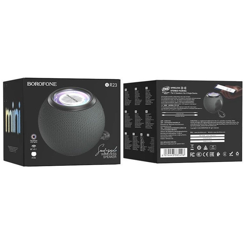 Фото Bluetooth Колонка Borofone BR23 Sound ripple sports (Black) в магазине vchehle.ua