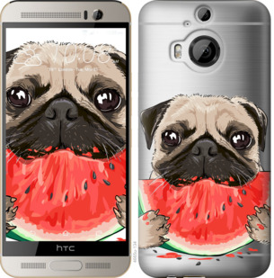 

Чехол Мопс и арбуз для HTC One M9 Plus 843521