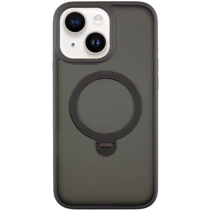 TPU+PC чехол Metal Buttons with Magnetic Safe Colorful HQ Ring для Apple iPhone 14 / 13 (6.1") (Black)