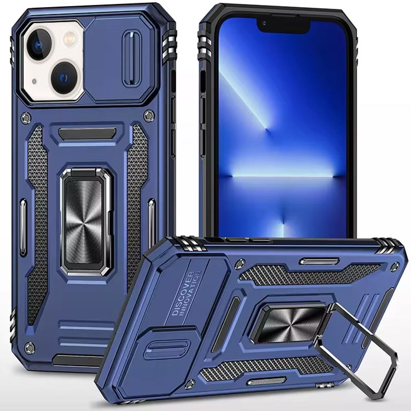 Удароміцний чохол Camshield Army Ring на Apple iPhone 13 (6.1") (Синій / Navy)