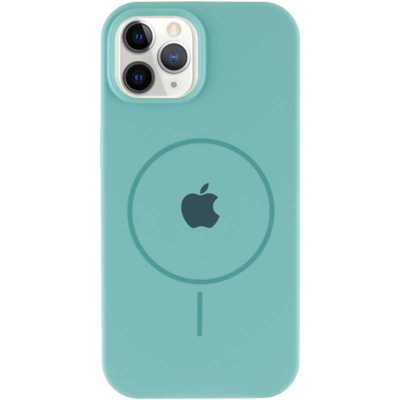 Фото Чехол Silicone Case Full Protective (AA) with Magnetic Safe для Apple iPhone 11 Pro Max (6.5") (Бирюзовый / Marine Green) на vchehle.ua