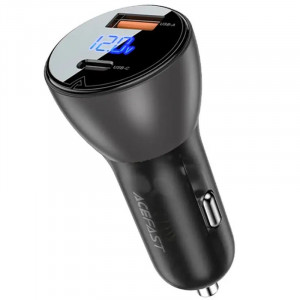 АЗП Acefast B6 metal car charger 63W (USB-A+USB-C) with digital display